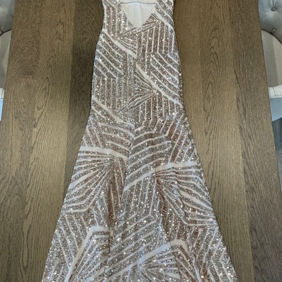 Eureka Mermaid Rose Gold Sequin Dress Women’s Size XS Prom Wedding Formal - Picture 2 of 9